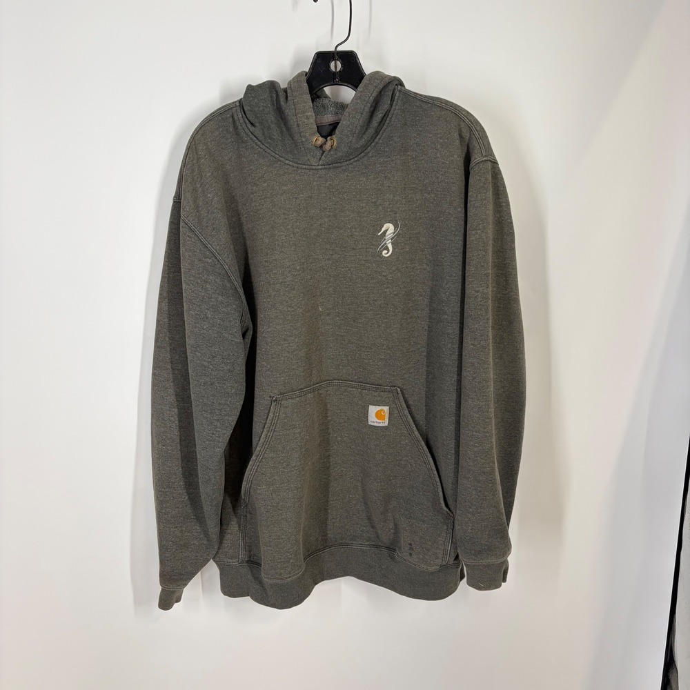 Carhartt Hoodie Mens Large Gray Loose Fit Seahorse Graphic Pullover Workwear